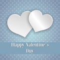 Happy Valentine`s Day! Beautiful Heart! Abstract paper art 3D Hearts on Blue background. Valentines Day card Royalty Free Stock Photo